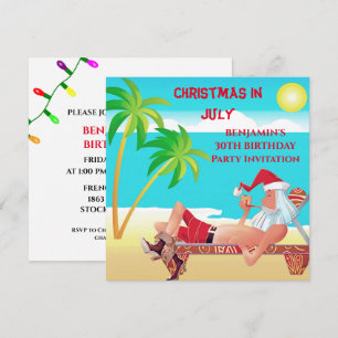 Invitation Père Noël drôle Noël en juillet Fête d'anniversair