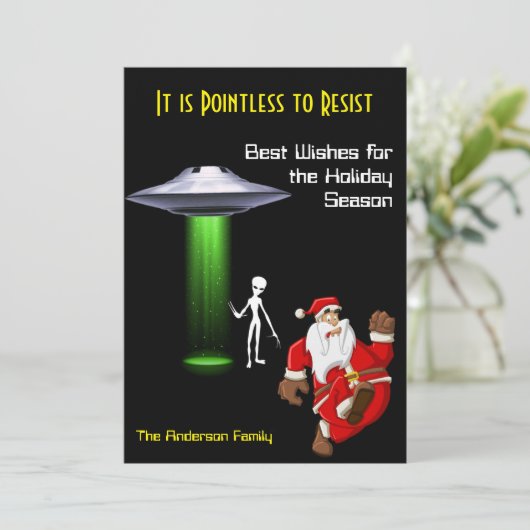 Invitation Père Noël drôle 🛸🎅 UFO Noël (Debout devant)