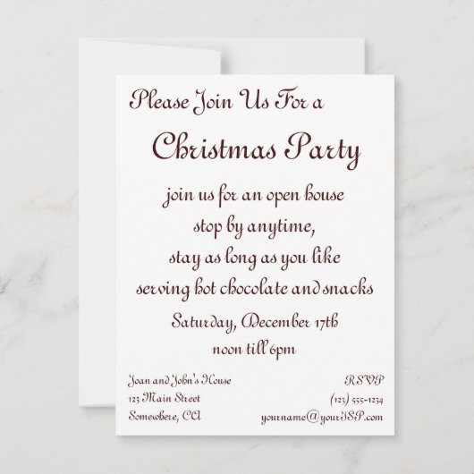 Invitation Père Noël en Forêt, fête de Noël (Dos)