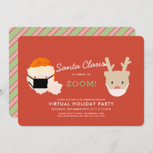 Invitation Père Noël en route pour Zoom Red Virtual Holiday P