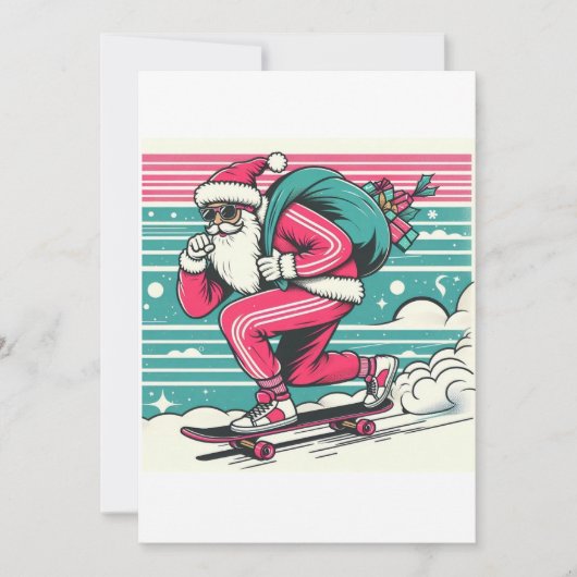 Invitation Père Noël en skateboard (Devant)
