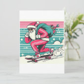 Invitation Père Noël en skateboard (Debout devant)