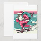 Invitation Père Noël en skateboard (Devant / Derrière)