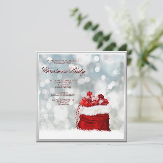 Invitation Père Noël encadrée en argent Stocker Noël (Debout devant)
