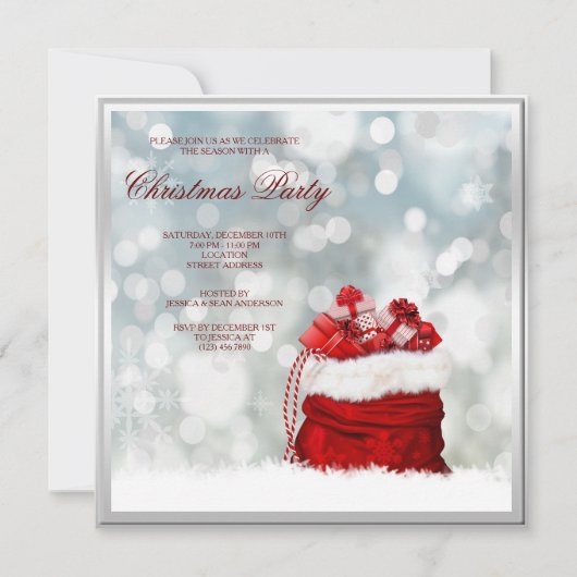 Invitation Père Noël encadrée en argent Stocker Noël (Devant)