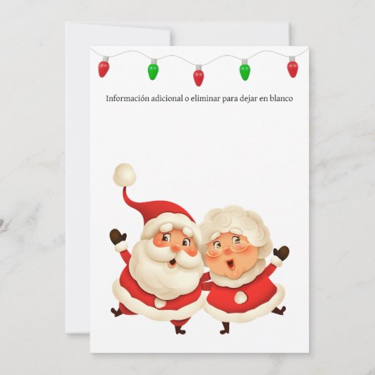 Invitation Père Noël espagnole et Mme Claus Noël 40e annivers (Dos)