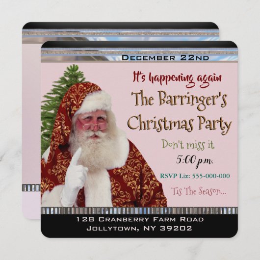 Invitation Père Noël est sur son chemin Noël fête (Devant / Derrière)