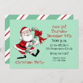 Invitation Père Noël et canne (Devant / Derrière)