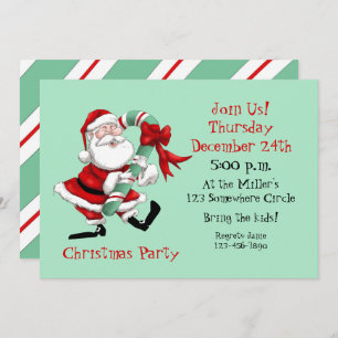 Invitation Père Noël et canne