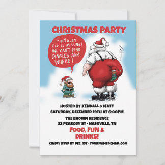 Invitation Père Noël et Elf Drôle Drôle