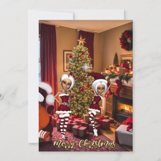 Invitation Père Noël et elfes après le travail. (Dos)