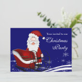 Invitation Père Noël et sa fête de Noël à la traîne (Debout devant)