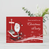 Invitation Père Noël et sa fête de Noël à la traîne (Debout devant)