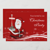 Invitation Père Noël et sa fête de Noël à la traîne (Devant / Derrière)