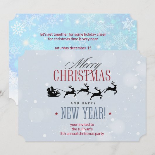 Invitation Père Noël et sa fête de Noël Reindeer Silhouette (Devant / Derrière)