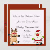 Invitation Père Noël et vacances de Noël de renne (Devant / Derrière)