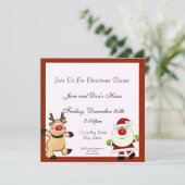 Invitation Père Noël et vacances de Noël de renne (Debout devant)