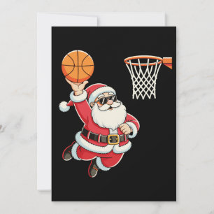 Invitation Père Noël faisant un dunk de basketball Noël