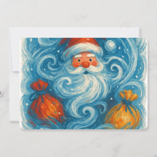 Invitation Père Noël fantaisiste dans une tempête hivernale t