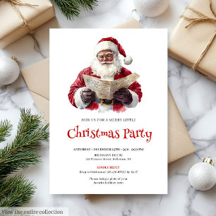 Invitation Père Noël festif Aquarelle Fête de Noël