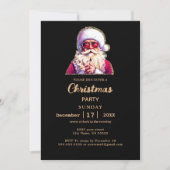 Invitation Père Noël festive avec lunettes Fête Noire de Noël (Devant)