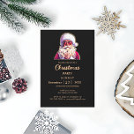 Invitation Père Noël festive avec lunettes Fête Noire de Noël<br><div class="desc">Père Noël festive avec lunettes Black Christmas Party Invitation</div>