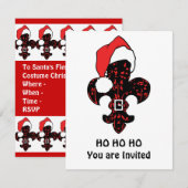 Invitation Père Noël Fleur de lis (rouge) (Devant / Derrière)