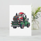 Invitation Père Noël gnome sur camionnette (Debout devant)