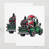 Invitation Père Noël gnome sur camionnette (Devant / Derrière)