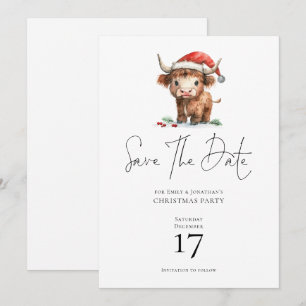 Invitation Père Noël Highland Cow Christmas Enregistrer la da