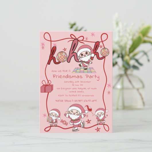 Invitation Père Noël Ho Ho Hos Amies amusantes Fête de Noël (Debout devant)