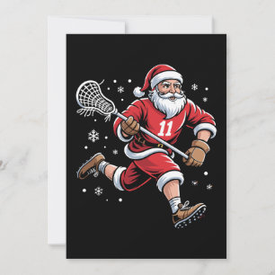 Invitation Père Noël jouant au lacrosse Noël Vacances neige N