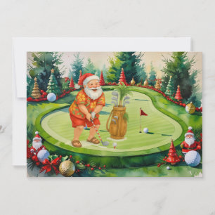 Invitation PÈRE NOËL joue au golf Vacances de Noël