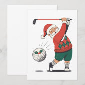 Invitation Père Noël Jouer Golf Joueur de Noël (Devant / Derrière)