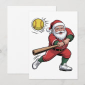 Invitation Père Noël Jouer Softball Christmas Player Sport (Devant / Derrière)