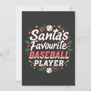 Invitation Père Noël Joueur favori de baseball Arbre de Noël