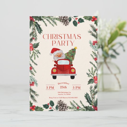 Invitation Père Noël Joyeux Noël (Debout devant)