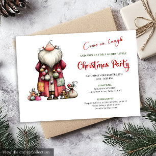 Invitation Père Noël minimaliste aquarelle drôle et animé Inv
