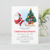 Invitation Père Noël moderne Noël Arbre fête (Debout devant)
