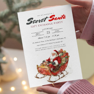 Invitation Père Noël moderne Sleigh Secret Père Noël Christma