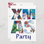 INVITATION PÈRE NOËL MUSICALE ET SNOWMAN XMAS NIGHT PARTIE (Devant / Derrière)