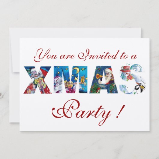 INVITATION PÈRE NOËL MUSICALE ET SNOWMAN XMAS NIGHT PARTIE (Devant)