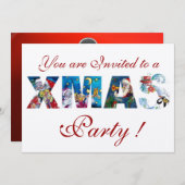 INVITATION PÈRE NOËL MUSICALE ET SNOWMAN XMAS NIGHT PARTIE (Devant / Derrière)