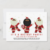 Invitation Père Noël noir drôle et mignon qui danse à la fête (Devant)