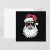 Invitation Père Noël Noir Xmas Santa Afro Afro-Américain (Devant / Derrière)