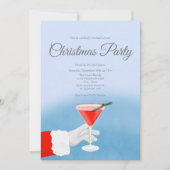 Invitation Père Noël Offrant Martini À Noël (Devant)