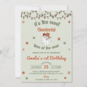 Invitation Père Noël Onederful Noël premier anniversaire (Devant)