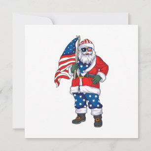 Invitation Père Noël patriotique Noël américain 4 juillet San