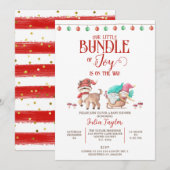 Invitation Père Noël Petit Ensemble de Joie, Baby shower d'hi (Devant / Derrière)