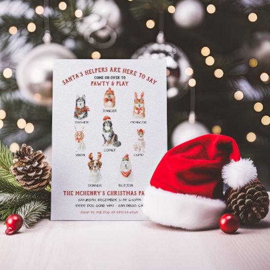 Invitation Père Noël petites aides Fête de Noël de chien